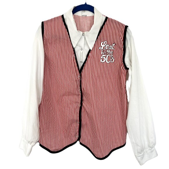 la mendola lost in the 50's Red White Stripe Top - Picture 1 of 8